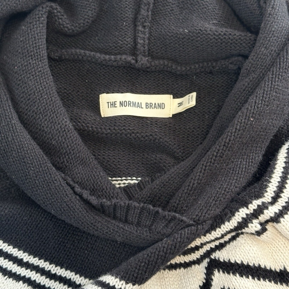 Normal Brand Fair Isle Surplice Hoodie Black White Sweater Cotton Women's Med - Picture 8 of 9